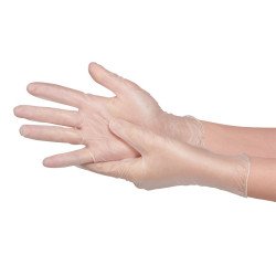 Gumikesztyű vinil púder mentes S 100 db/doboz áttetsző