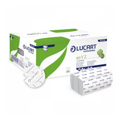 Kéztörlő 2 rétegű V hajtogatású 190 lap/cs 20 cs/karton EcoLucart _863046 fehér Iroda üzemeltetés, munkavédelem Lucart