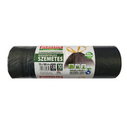 Szemeteszsák önzáró szalaggal 130 liter 75 x 100 cm 10 db/tekercs Mazzini fekete