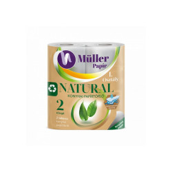 Háztartási papírtörlő kéztörlő 2 rétegű 2 tekercs/csomag Natural fehérített Iroda üzemeltetés, munkavédelem Müller