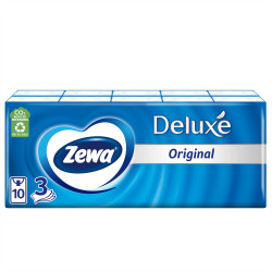 Papírzsebkendő 3 rétegű 10 x 10 db/csomag Zewa Deluxe illatmentes Iroda üzemeltetés, munkavédelem Zewa