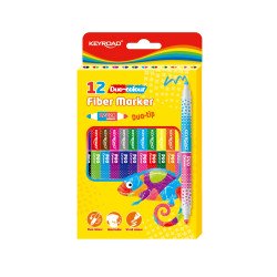 Rostirón, filctoll kétvégű készlet 12 db/doboz Keyroad duo fiber marker 24 klf. szín Filctoll Keyroad