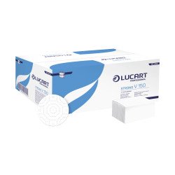 Kéztörlő 2 rétegű V hajtogatású 100 % cellulóz 190 lap/cs 20 cs/karton Lucart Strong V2.25_863051 hófehér Iroda üzemeltetés, munkavédelem Lucart