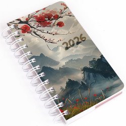 Zsebnaptár álló spirálozott SP5 napi fehér lapokkal japán Realsystem 2027.
