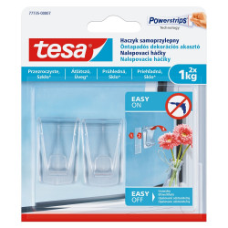 Akasztó öntapadós műanyag, 1 kg teherbírású 2 darab/bliszter Tesa Powerstrips átlátszó Akasztók Tesa
