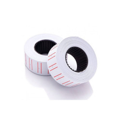 Árazószalag 22x12mm, fehér piros vonallal 25 tekercs/karton, MOTEX Árazószalag Bluering