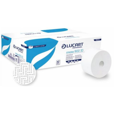 Toalettpapír 2 rétegű közületi átmérő: 19 cm 900 lap/tekercs 12 tekercs/csomag Strong 900 ID Lucart_812177S fehér