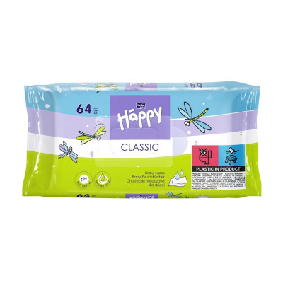 Nedves törlőkendő E-vitaminnal 64 lap/csomag Bella Happy Classic Nedves törlőkendő E-vitaminnal 64 lap/csomag Bella Happy Classic