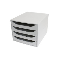 Fiókos irattároló, 4 fiókkal, műanyag fehér test, fehér fiókok Ecobox Fiókos irattároló, irattartó Egyéb