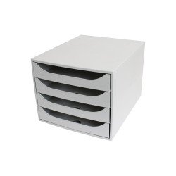 Fiókos irattároló, 4 fiókkal, műanyag fehér test, fehér fiókok Ecobox Fiókos irattároló, irattartó Egyéb