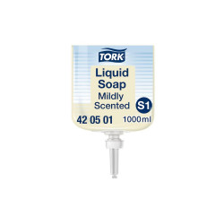 Folyékony szappan utántöltő 1 liter enyhén illatosított Premium S1 Tork_420501 sárga