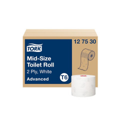 Toalettpapír 2 rétegű közületi átmérő: 13,2cm 100 m 27 tekercs/karton Advanced Mid-Size T6 Tork_127530 fehér
