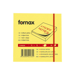 Jegyzettömb öntapadó, 75x75mm, 80lap, Fornax neon sárga Író- irodaszer, papíráru Fornax
