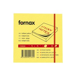 Jegyzettömb öntapadó, 75x75mm, 80lap, Fornax neon sárga Író- irodaszer, papíráru Fornax