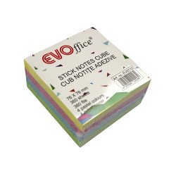 Jegyzettömb öntapadó, 75x75mm, 360lap, EVOffice 4 pasztell szín Író- irodaszer, papíráru EVO