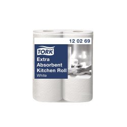 Papírtörlő konyhai 2 rétegű átmérő: 10,7 cm 64 lap/15,23 méter/tekercs 2 tekercs/csomag Premium Tork_120269 fehér