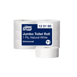 Toalettpapír 1 rétegű közületi átmérő: 26 cm 2400 lap/tekercs 6 tekercs/karton Universal Jumbo T1 Tork_120160fehér