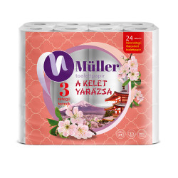 Toalettpapír 3 rétegű kistekercses 100% cellulóz 24 tekercs/csomag Kelet Varázsa Müller fehér Iroda üzemeltetés, munkavédelem Müller