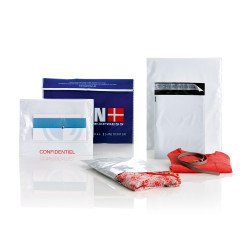 Futártasak, B4, 260x350 + 40 mm. szilikonos záródás 100 db/csomag Coex Fehér/Fekete