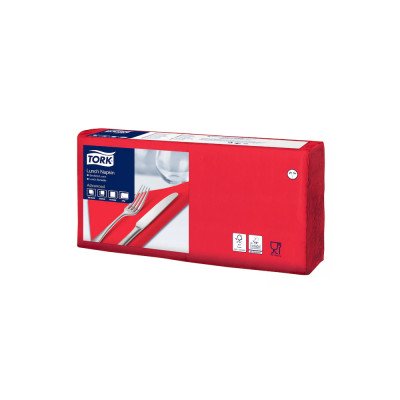 Szalvéta 2 rétegű 1/4 hajtású 32,8 x 32,5 cm 200 lap/csomag Advanced Lunch Tork_477210 piros