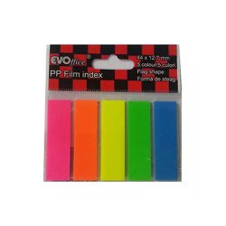 Jelölőcímke műanyag 12,7x44mm, 5 neon szín 5x20 db EVOFFICE