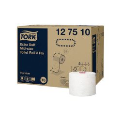 Toalettpapír 3 rétegű duplatekercses átmérő: 13,2 cm 70 m/tek 27 tekercs/karton Premium Mid-size T6 Tork_127510 fehér Iroda üzemeltetés, munkavédelem Tork