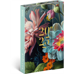 Határidőnapló mágnessel záródó, krémszínű lapokkal Porcelain Flower 110×160 mm, Presco Határidőnapló Presco