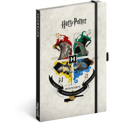 Keménytáblás notesz krémszínű lapokkal leszorító gumiszalaggal Harry Potter-Hogwarts 130x210mm, Presco Író- irodaszer, papíráru Presco