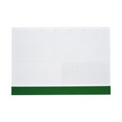 Asztali könyöklő fehér lapokkal zöld műbőrcsíkkal 570 x 390 mm  Realsystem 2026.