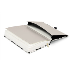 Keménytáblás notesz krémszínű lapokkal leszorító gumiszalaggal Fox 130x210mm, Presco