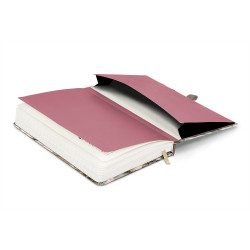 Keménytáblás notesz krémszínű lapokkal leszorító gumiszalaggal Herbarium 130x210mm, Presco