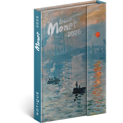 Határidőnapló mágnessel záródó, krémszínű lapokkal Claude Monet 110×160 mm, Presco