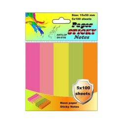 Jelölőcímke 15x50mm, 5x100lap papír, neon színek Antilop Író- irodaszer, papíráru Antilop
