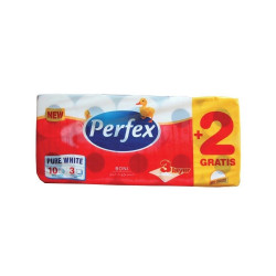 Toalettpapír 3 rétegű 100% cellulóz 120 lap/tekercs 8 + 2 tekercs/csomag Boni Perfex Iroda üzemeltetés, munkavédelem Perfex