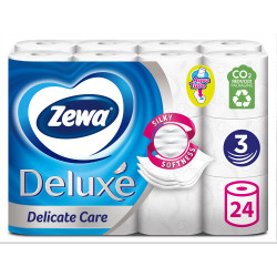 Toalettpapír 3 rétegű kistekercses 100% cellulóz 24 tekercs/csomag Delicate Care Deluxe Zewa hófehér Iroda üzemeltetés, munkavédelem Zewa