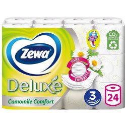 Toalettpapír 3 rétegű kistekercses 100% cellulóz 24 tekercs/csomag Deluxe Zewa Camomile Comfort hófehér Iroda üzemeltetés, munkavédelem Zewa