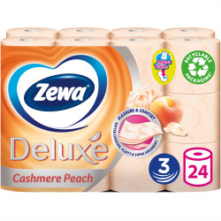 Toalettpapír 3 rétegű kistekercses 100 % cellulóz 24 tekercs/csomag Zewa Deluxe Cashmere Peach Iroda üzemeltetés, munkavédelem Zewa