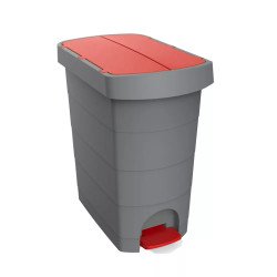 Szemeteskuka pedálos műanyag 60 literes Pelikán Slim eco antracit színű piros tetővel UP232-213 Író- irodaszer, papíráru Planet