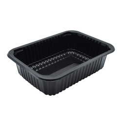 Síkperemes PP tálca 187 x 137 x 50 mm fekete 90 db/csomag Asztali kiegészítők, kellékek Csom 2001