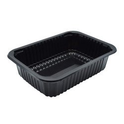 Síkperemes PP tálca 187 x 137 x 50 mm fekete 90 db/csomag Asztali kiegészítők, kellékek Csom 2001