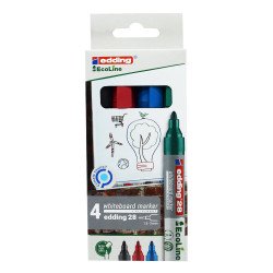 Táblamarker készlet, 1,5-3mm, kerek Edding 28 EcoLine, 4 klf. szín Író- irodaszer, papíráru Edding