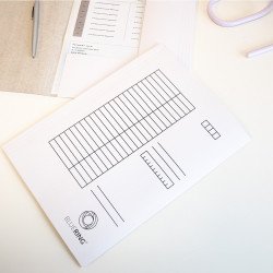 Iratgyűjtő, táblázatos pólyás dosszié A4, 230g. karton Bluering® fehér