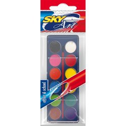 Vízfesték készlet, 12db-os 20mm kerek festékgombokkal Sky Art Író- irodaszer, papíráru Sky Art