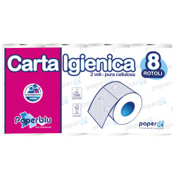 Toalettpapír 2 rétegű kistekercses 100% cellulóz 150 lap/tekercs 8 tekercs/csomag Paperblu Carta Igienica_Paperdi Iroda üzemeltetés, munkavédelem Paperdi
