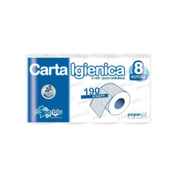 Toalettpapír 2 rétegű kistekercses 100%cellulóz 190 lap/19,95 m/tekercs 8 tekercs/csomag Paperblu Carta Igienica_Paperdi Iroda üzemeltetés, munkavédelem Paperdi