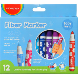 Rostirón, filctoll készlet, 5 mm, 12 db/bliszter, Keyroad Jumbo, vegyes színek Filctoll Keyroad