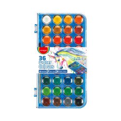 Vízfesték készlet, 23 mm x 36 szín, ecsettel, műanyag dobozban, Keyroad Író- irodaszer, papíráru Keyroad