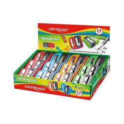 Hegyező, 2 lyukú, 24 db/display, Keyroad Dou-Power, vegyes színek Hegyező Keyroad