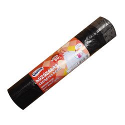 Szemeteszsák önzáró szalaggal 60 liter 58 x 68 cm 10 db/tekercs Glossy fekete Iroda üzemeltetés, munkavédelem Glossy
