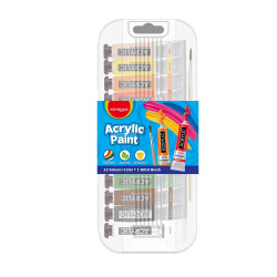 Akril festék, 12 x 12 ml, műanyag dobozban, Keyroad, vegyes színek Író- irodaszer, papíráru Keyroad